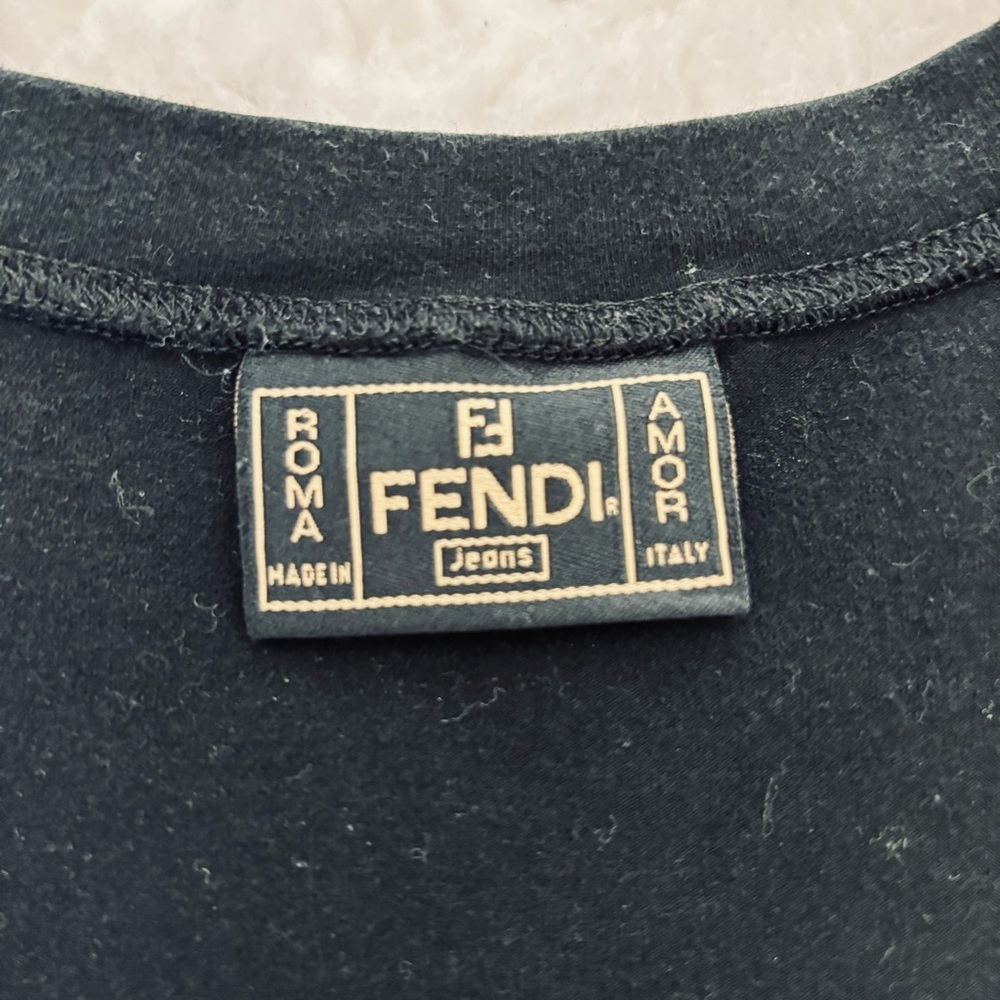 Fendi Black Vintage Tee with Shimmering Logo size 42 US Small - Picture 10 of 16